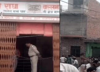 मथुरा के बरसाना क्षेत्र के सहार गांव स्थित राधा बल्लभ मंदिर में पुजारी पर हमला।